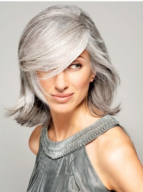Long Curls with Grey Shades grey hair trend