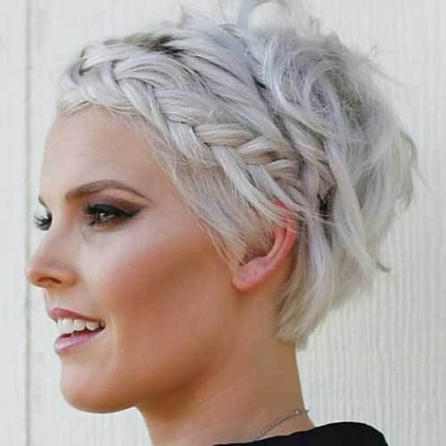 Wavy Pixie with a Tiara Braid wavy pixie cuts