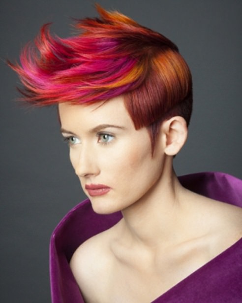 Colorful Asymmetric Pink Hairstyles
