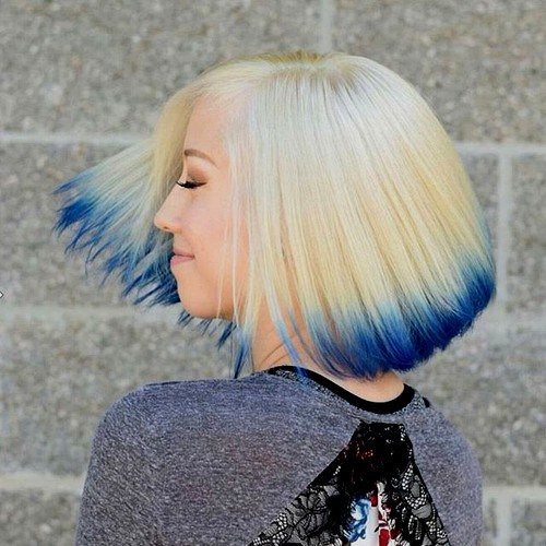Dipped in Blue Long Bob Hairstyles