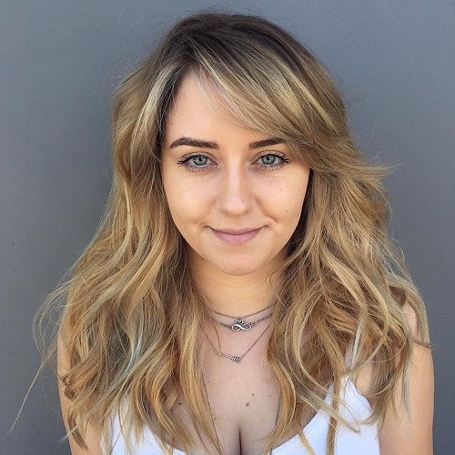 Flowy Bangs for Round Faces