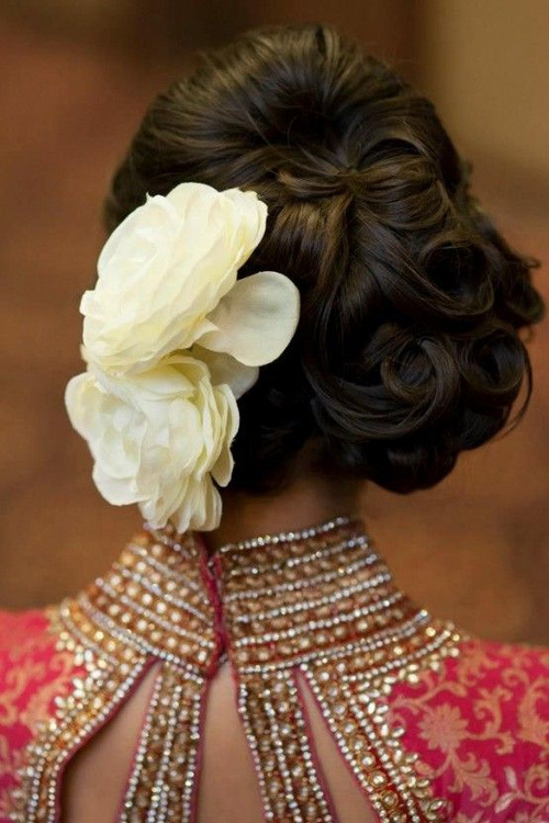 Curly Updo Hairstyles for Indian Wedding 