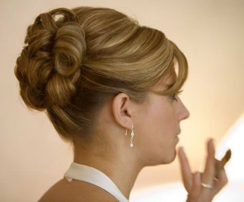 Chic High Coiled bun mother of the bride hairstyles