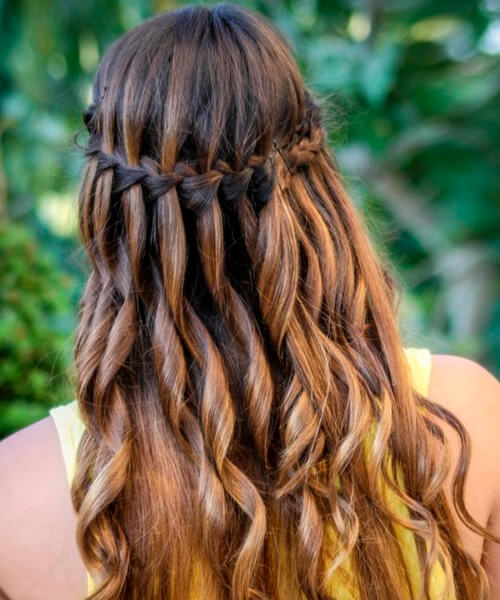 Waterfall braid Hairstyles for Long Thick Hair