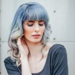 Grey Ombre with Blue Top platinum blonde and white hair