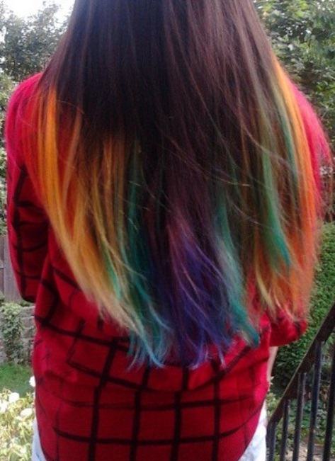 Funky Rainbow long straight hairstyles