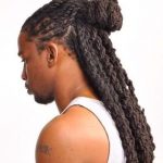 Half Hair updo Long Hairstyles for Black Men