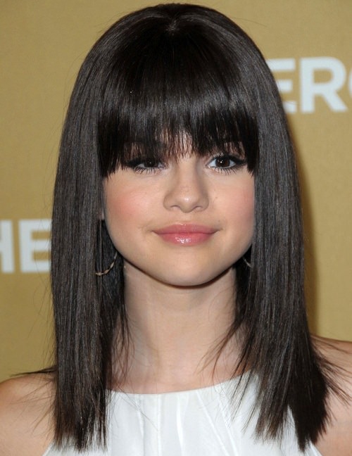 Fringes Like Gomez long straight hairstyles