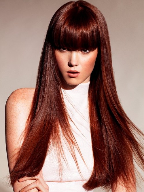 Fringes with Straight Hair hairstyles for long natural hair