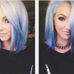 Grey Bangs with Blue Shades grey hair trend