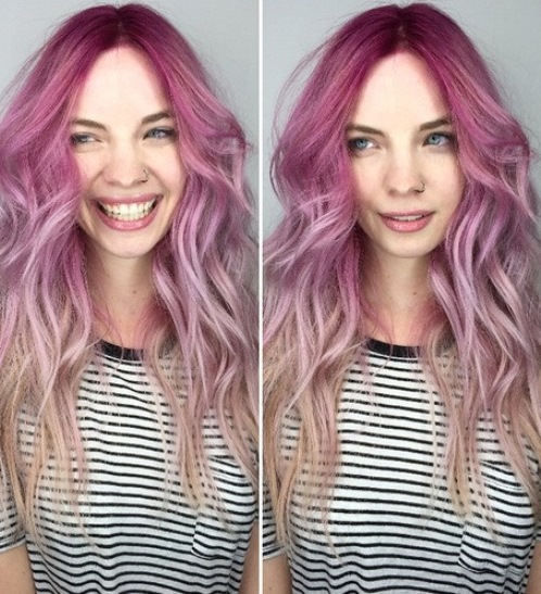Pink and Purple Combo- Pink ombre hairstyles