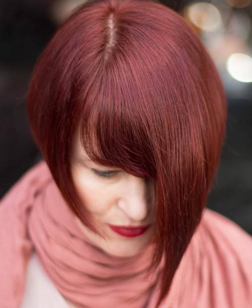 Asymmetrical Auburn Cut Ideas for Red Hair