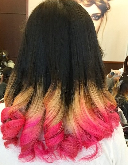 Black, Golden and Pink Hombre Hairstyles