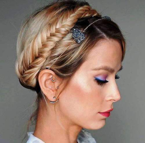Blonde Fishtailed Crown Christmas and New Year Eve Hairstyles