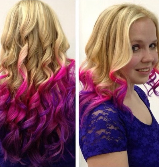 Blonde to Pink Color- Pink ombre hairstyles