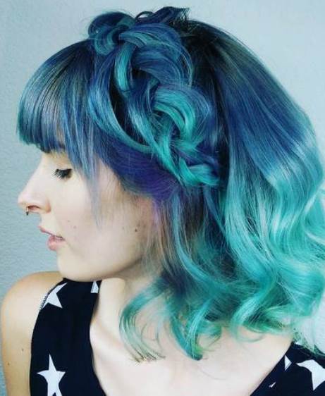 Blue Ombre with Barely Dipped Tips- Blue ombre hairstyles