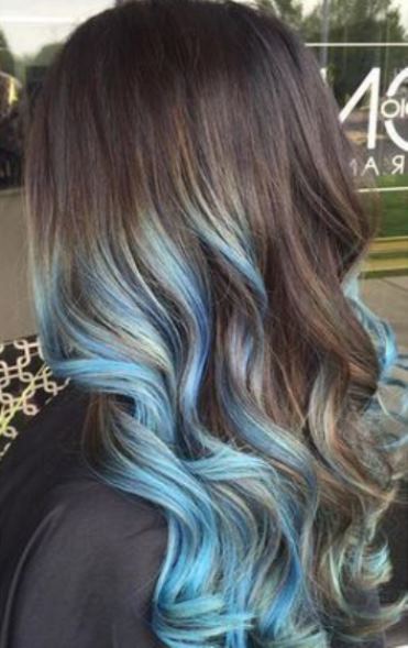 Blue Brown Ombre Curls- Pastel blue hairstyles