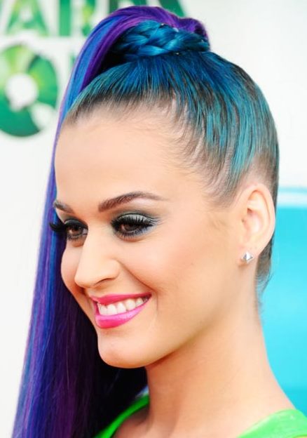 Blue-Hued High Ponytail- Ponytail hairstyles