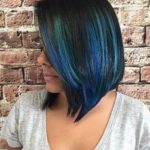 Blue Royal Highlights Dark Hair- Pastel blue hairstyles