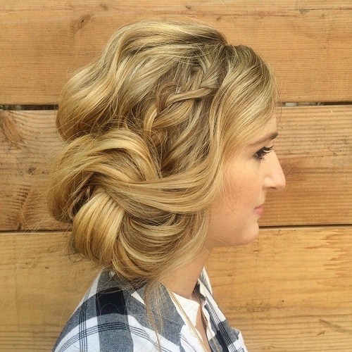 Braid and Twisted Loose Bun Side Bun Hairstyles