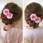 Braided Bun with Double Flower- Flower girl hairstyles