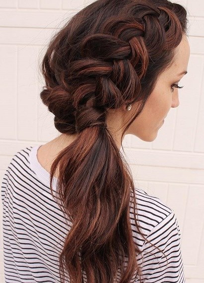 Braided Crown Ponytail- Side ponytail hairstyles