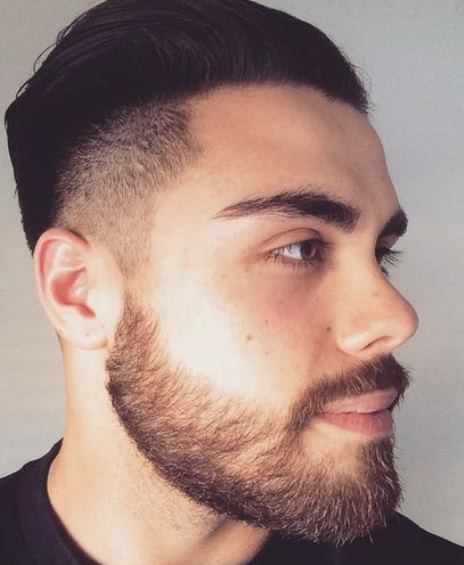Combed Back Hair with Beard- Shaved sides hairstyles and haircuts for men
