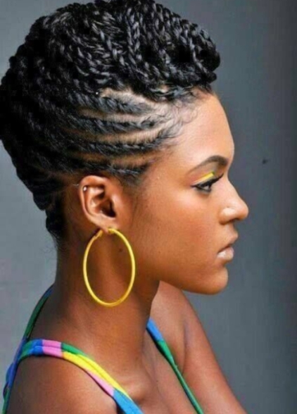 Cornrows with French Roll Updo- Black braid hairstyles