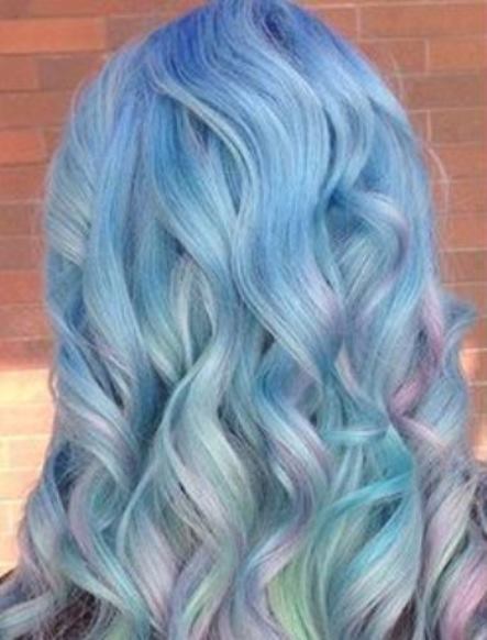 Cotton Candy Blue Curls- Pastel blue hairstyles