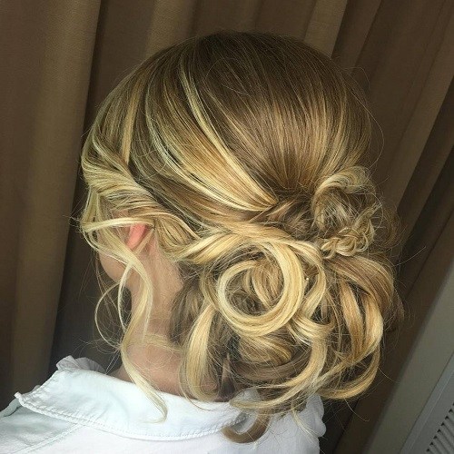 Curly Twisted Updo Hairstyles for Wedding Guests