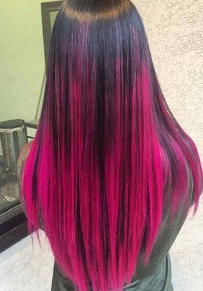 Dark to Punk Pink ombre hairstyles