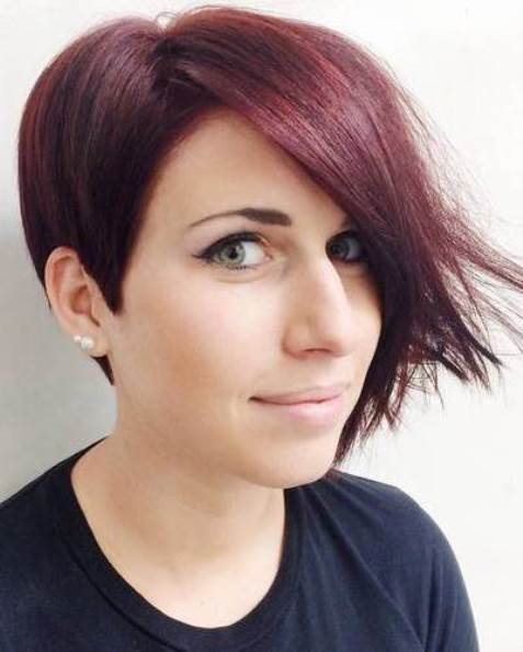 Deep Red Half Pixie Half Bob- Asymmetrical bobs