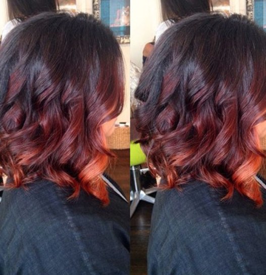 Dimensional Red Toned Balayage- brown Balayage short hair looks