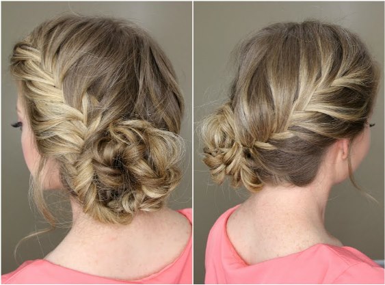 Double Fishtail Bun with Updo Braided Bun Hairstyles