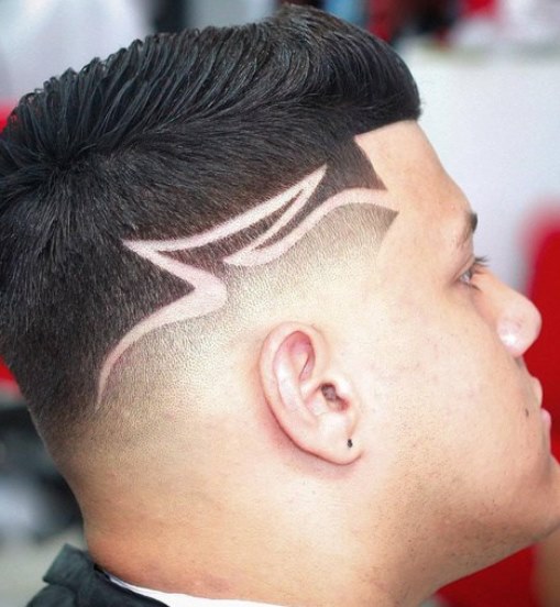 Fade and Shaved Design- Shaved sides hairstyles and haircuts for men