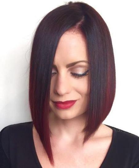 Fiery Angled Ombre Bobp- Asymmetrical bobs