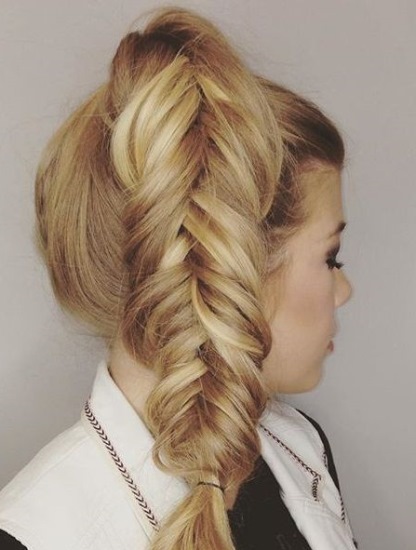 Fishtail Braid Side Ponytail- Side ponytail hairstyles