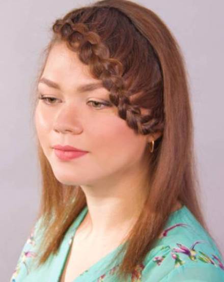 Fix the Braid under the Side Locks- Lovely downdo with a face framing lace braid