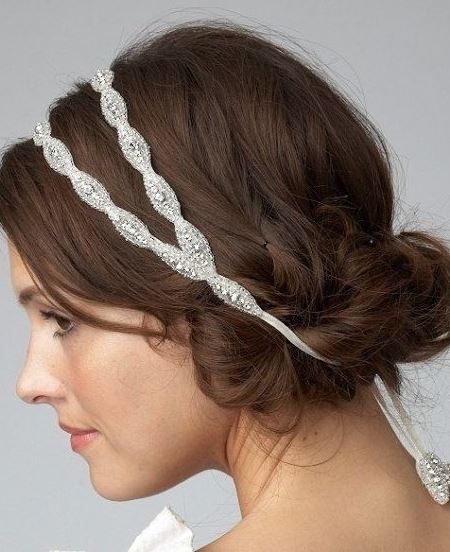 Loose Updo with a Fancy Headband- Wedding hairstyles for medium hair