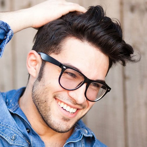 Haircut for Men with Glasses Pompadour Hairstyles for Men