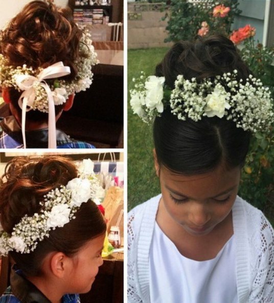 High Braided Bun- Flower girl hairstyles