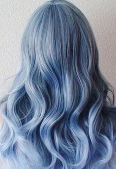 Ice Blue Soft, Flowing Waves- Pastel blue hairstyles
