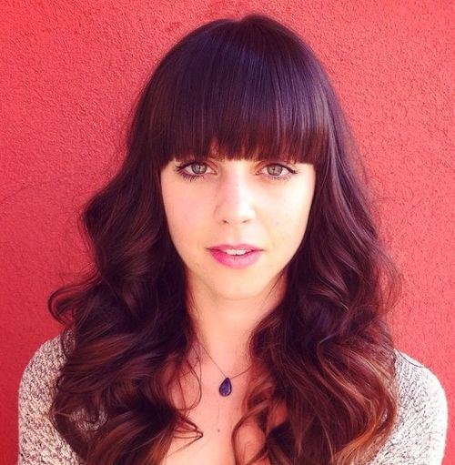 Romantic Blonde Lob Bangs with Curly Hair