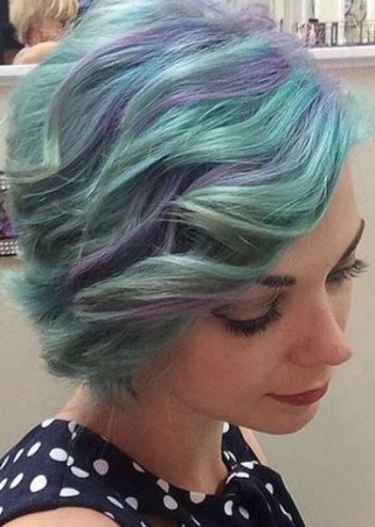 Lavender and Turquoise Waves- Pastel blue hairstyles