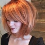 Light Copper Tousled Hairstyles with Bangs- Bob hairstles