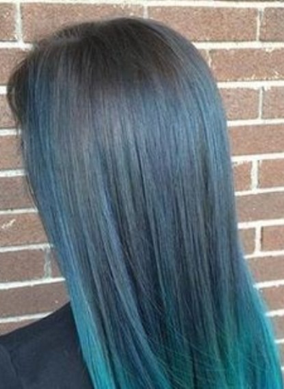 Long, Straight Hair with Blue Ombre hairstyles