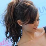 Long Wavy Ponytail with Side Bangs Ponytails with Bangs