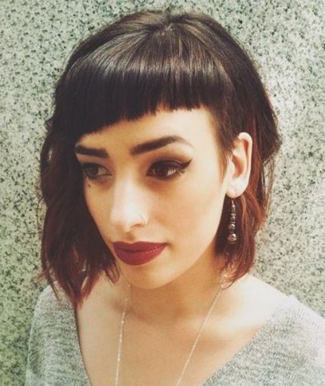 Lopsided Lob with Diagonal Bangs- Asymmetrical bobs