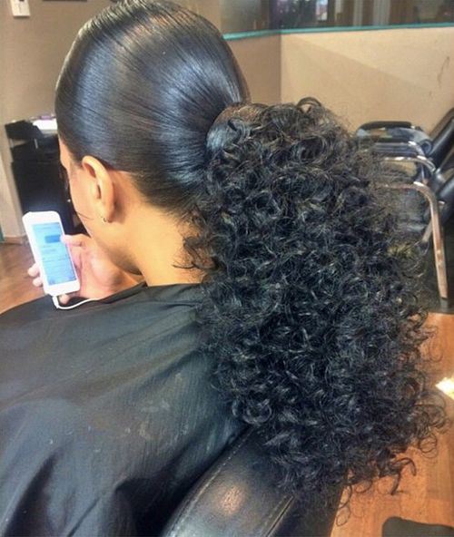 Ponytail with a Braided Element Wavy Ponytails
