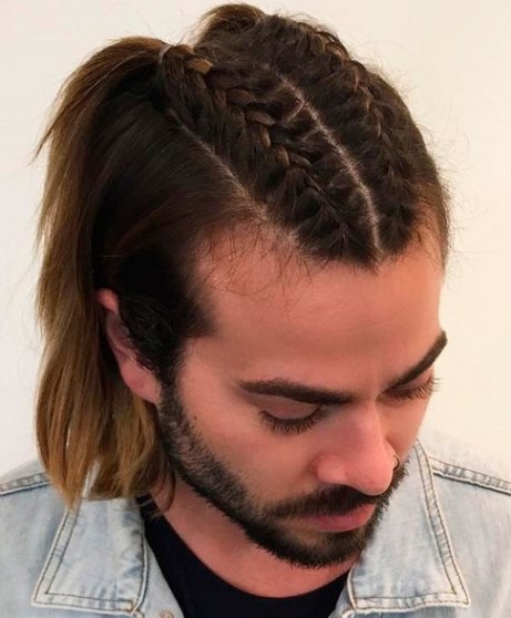 Partially pony with zig zag Braides for Men